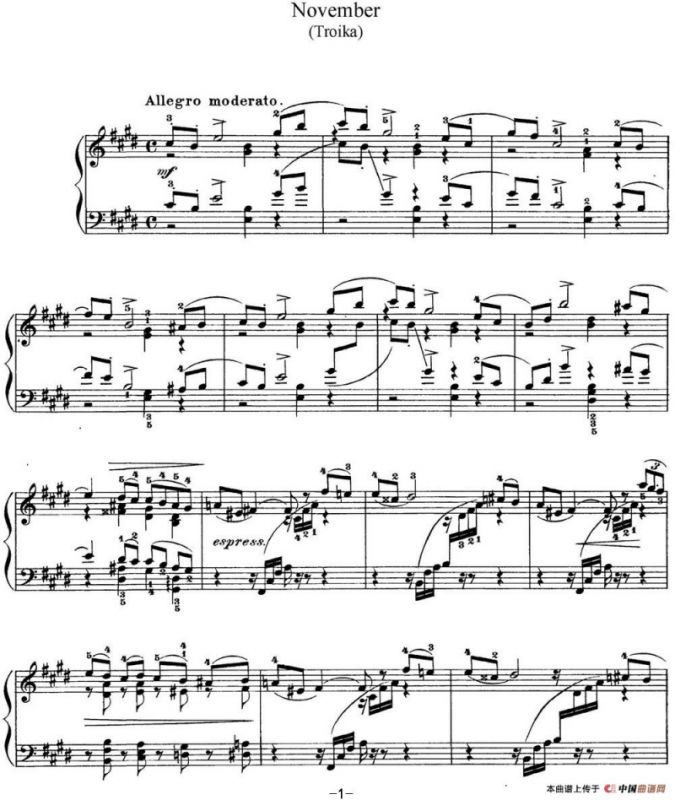 柴可夫斯基 四季 11月 在马车上 E大调 Troika E major