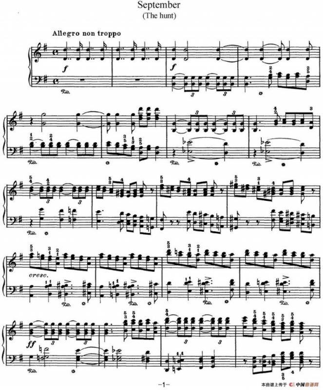 柴可夫斯基 四季 9月 狩猎之歌 G大调 The Hunt G major