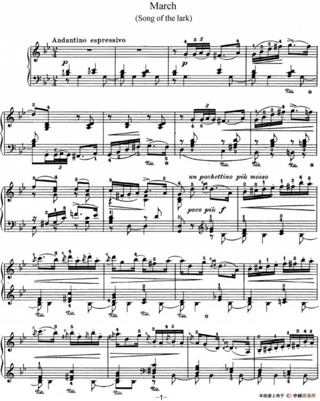 柴可夫斯基 四季 3月 云雀之歌 g小调 Song of the Lark G minor