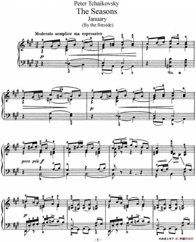 柴可夫斯基 四季 1月 壁炉边 A大调 At the Fireside A major