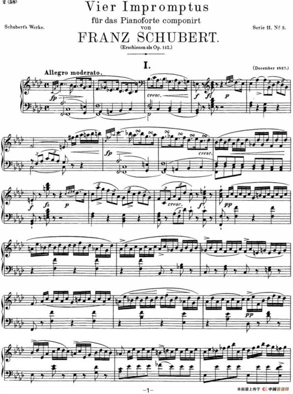 舒伯特f小调即兴曲D.935，Op.142（NO.1）