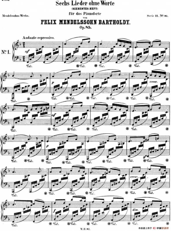 门德尔松无词歌Op.85（NO.1）
