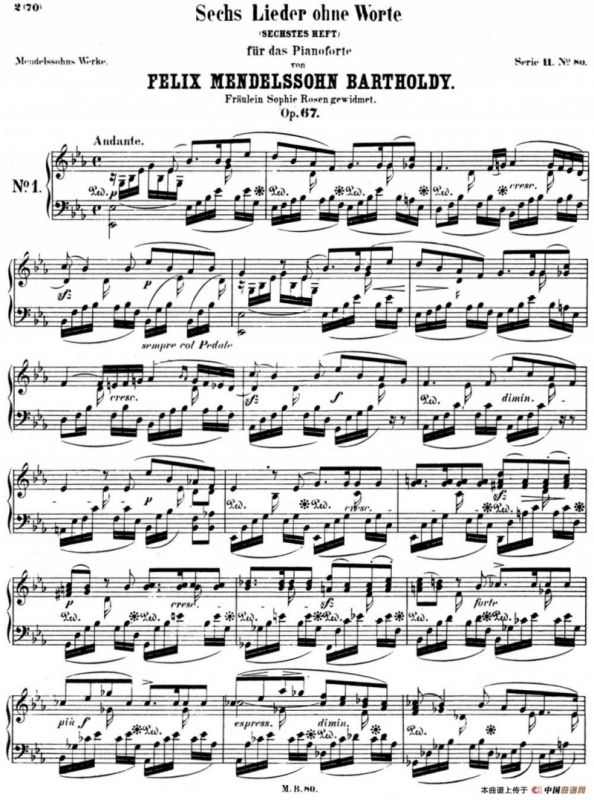 门德尔松无词歌Op.67（NO.1）