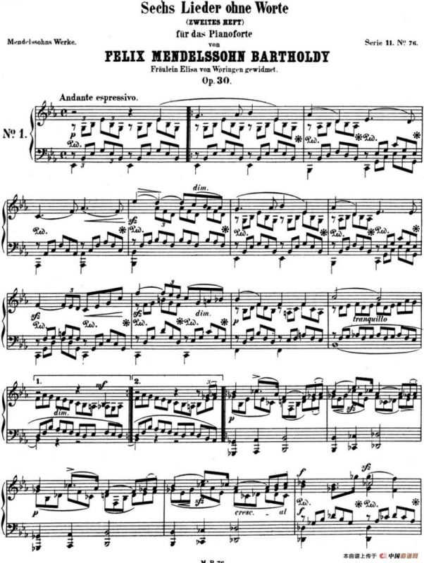 门德尔松无词歌Op.30（NO.1）