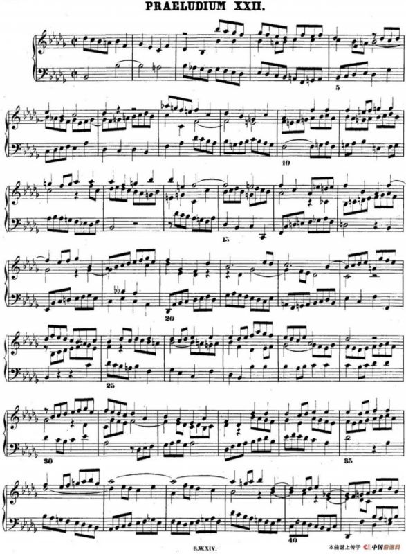 巴赫《平均律钢琴曲集·第二卷》之前奏曲（NO.22）