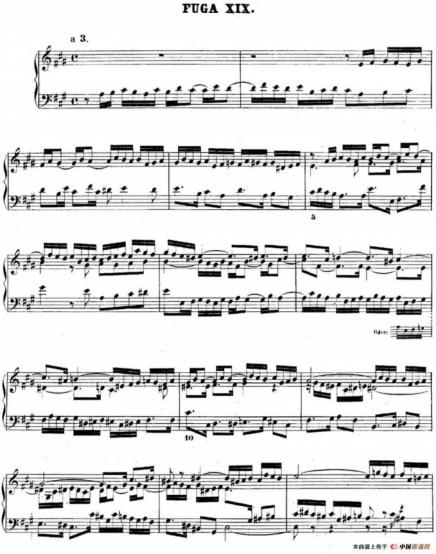 巴赫《平均律钢琴曲集·第二卷》之赋格曲（NO.19）