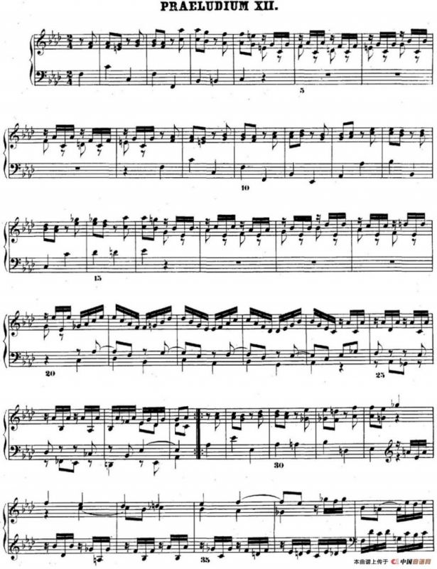 巴赫《平均律钢琴曲集·第二卷》之前奏曲（NO.12）