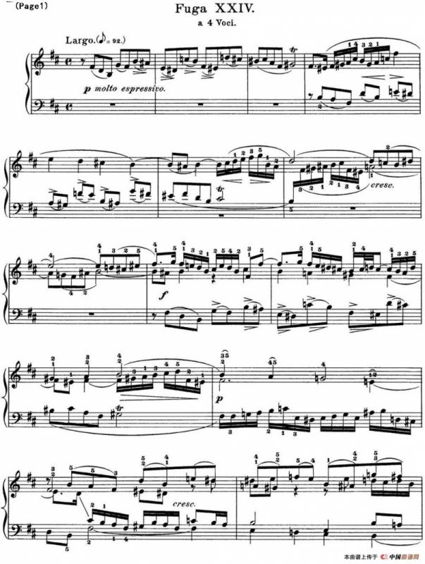 巴赫《平均律钢琴曲集·第一卷》之赋格曲（NO.24）