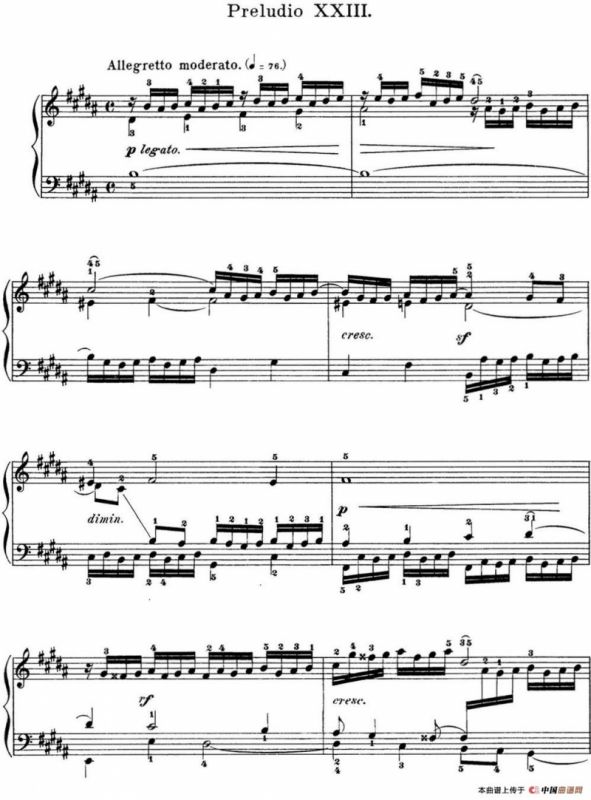 巴赫《平均律钢琴曲集·第一卷》之前奏曲（NO.23）