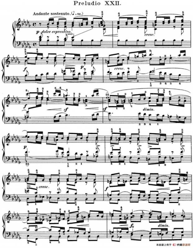 巴赫《平均律钢琴曲集·第一卷》之前奏曲（NO.22）