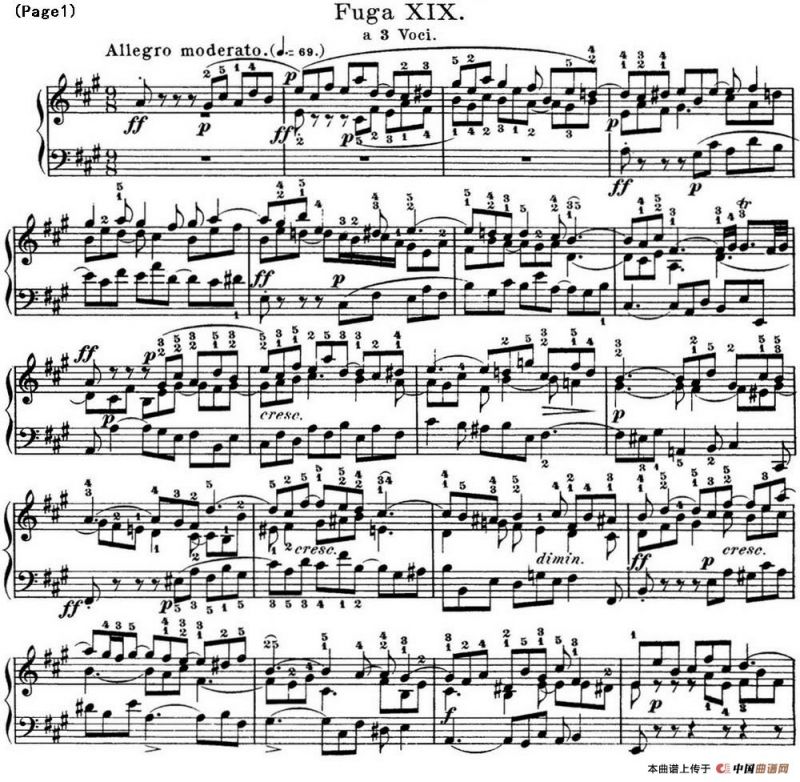 巴赫《平均律钢琴曲集·第一卷》之赋格曲（NO.19）