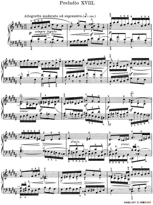 巴赫《平均律钢琴曲集·第一卷》之前奏曲（NO.18）