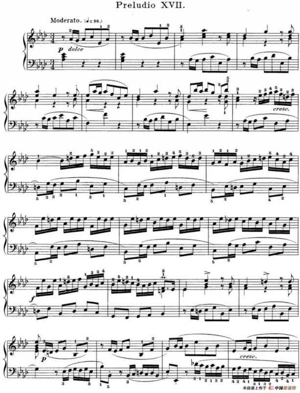 巴赫《平均律钢琴曲集·第一卷》之前奏曲（NO.17）