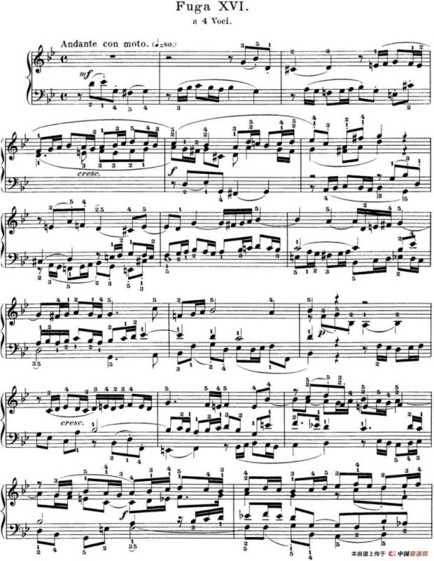 巴赫《平均律钢琴曲集·第一卷》之赋格曲（NO.16）