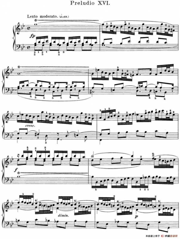 巴赫《平均律钢琴曲集·第一卷》之前奏曲（NO.16）