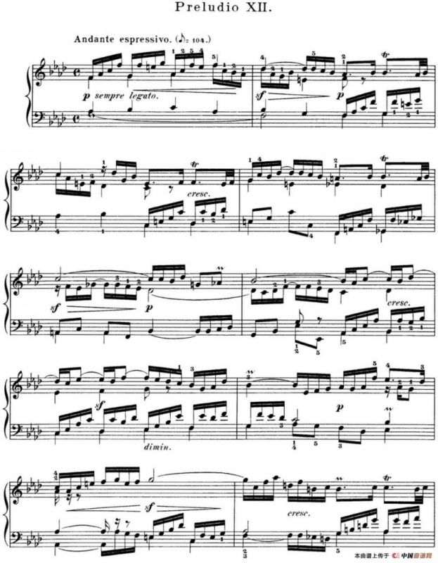 巴赫《平均律钢琴曲集·第一卷》之前奏曲（NO.12）