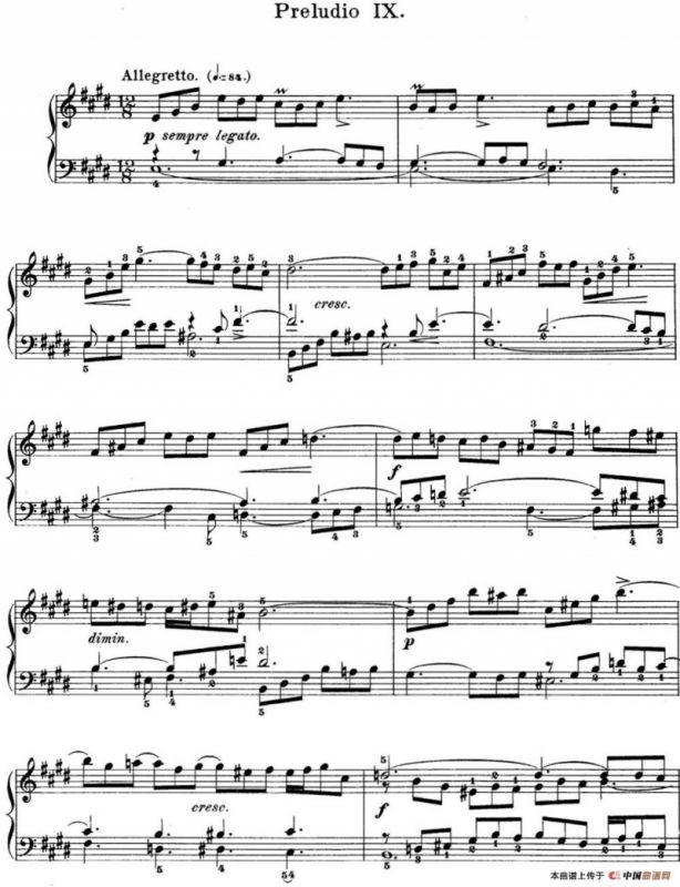 巴赫《平均律钢琴曲集·第一卷》之前奏曲（NO.9）