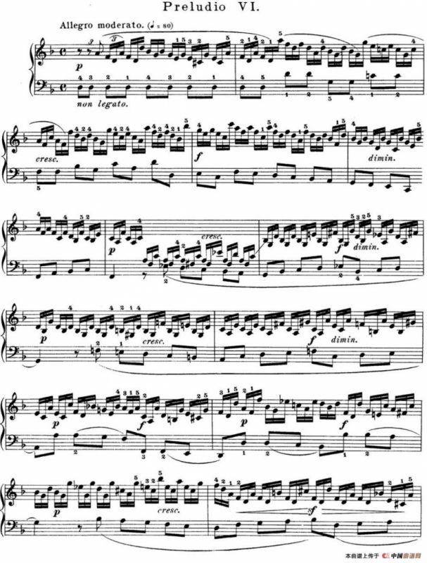 巴赫《平均律钢琴曲集·第一卷》之前奏曲（NO.6）