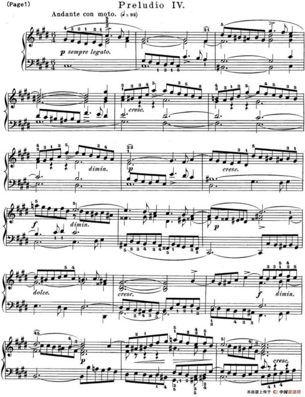 巴赫《平均律钢琴曲集·第一卷》之前奏曲（NO.4）