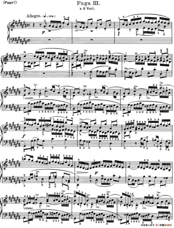 巴赫《平均律钢琴曲集·第一卷》之赋格曲（NO.3）