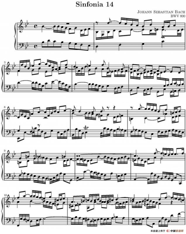 15首巴赫三部创意曲集（NO.14）