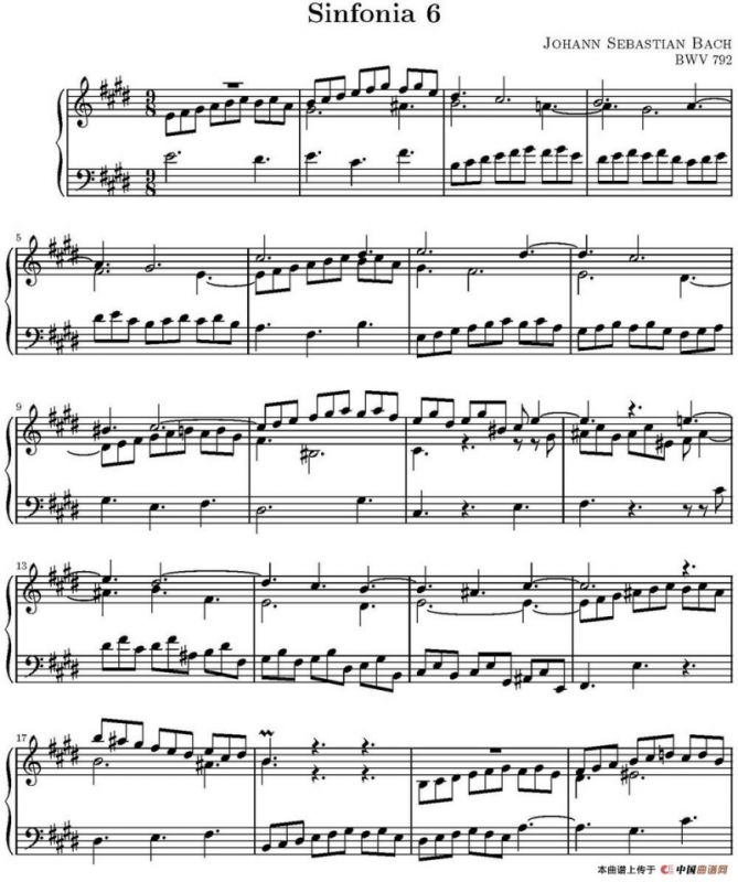 15首巴赫三部创意曲集（NO.6）