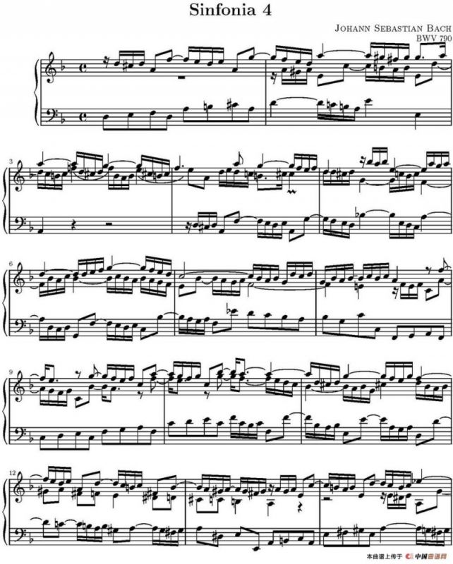 15首巴赫三部创意曲集（NO.4）