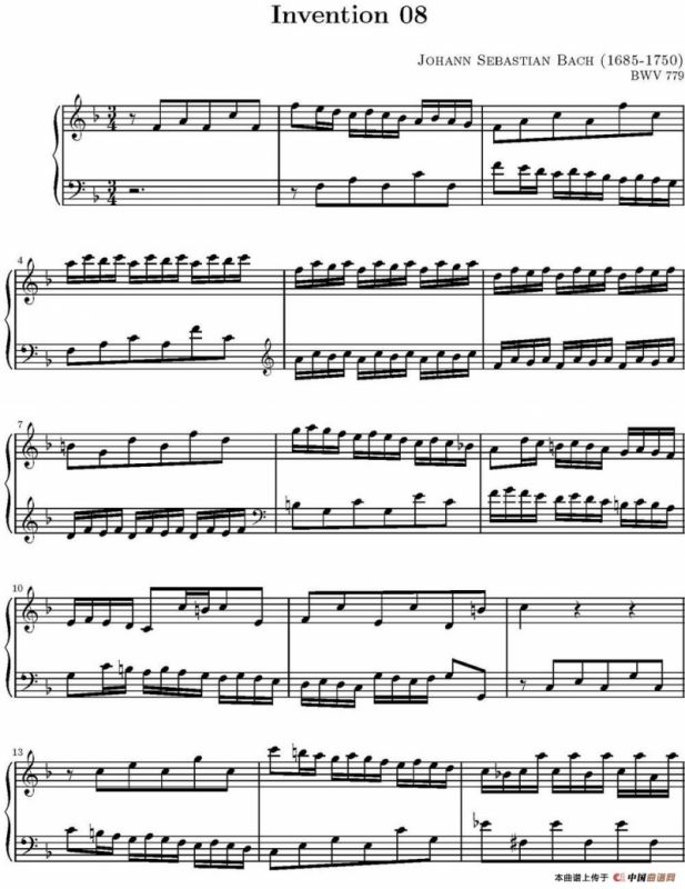 15首巴赫二部创意曲集（NO.8）