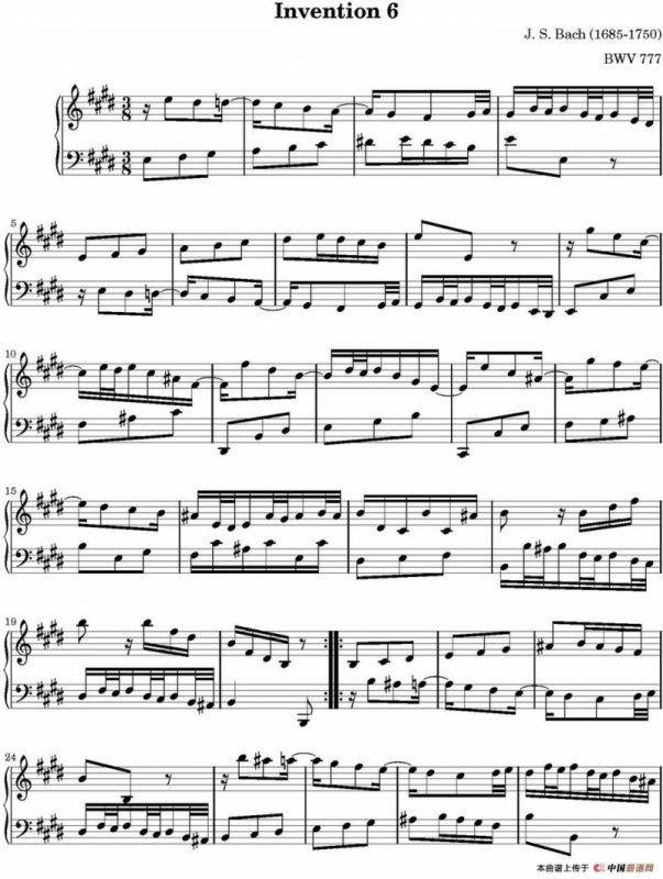 15首巴赫二部创意曲集（NO.6）