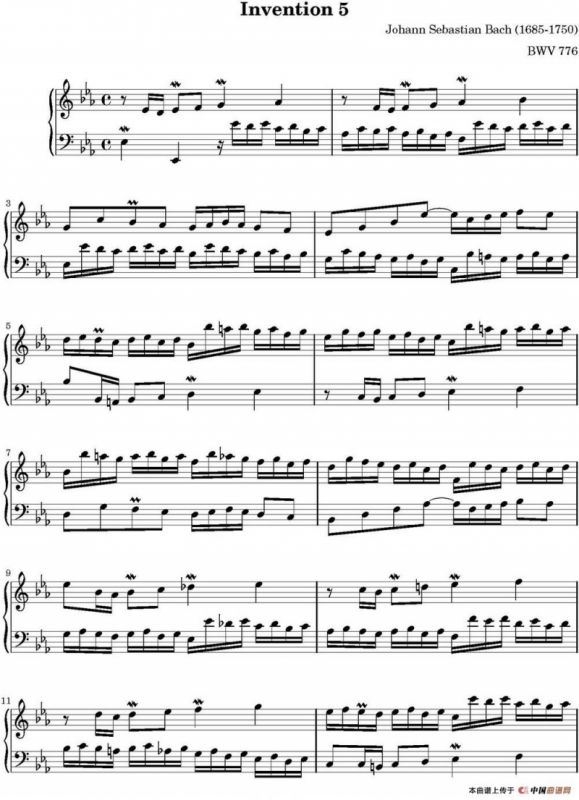 15首巴赫二部创意曲集（NO.5）