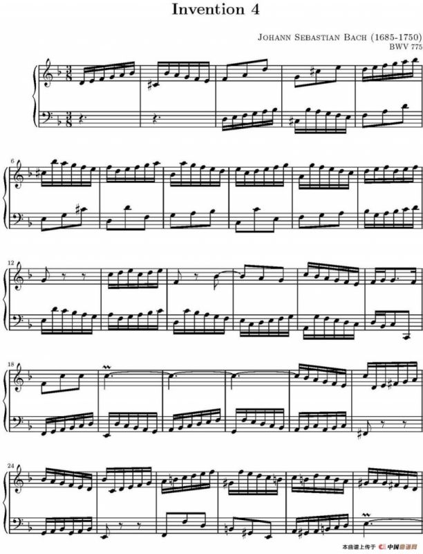 15首巴赫二部创意曲集（NO.4）