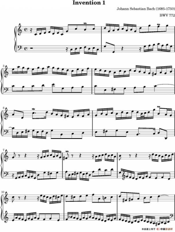 15首巴赫二部创意曲集（NO.1）
