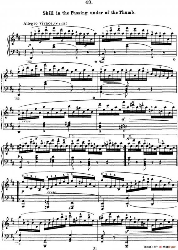 50首车尔尼Op.740钢琴手指灵巧技术练习曲（NO.43）