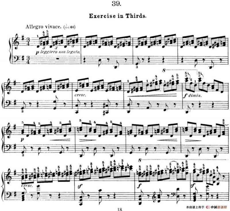 50首车尔尼Op.740钢琴手指灵巧技术练习曲（NO.39）
