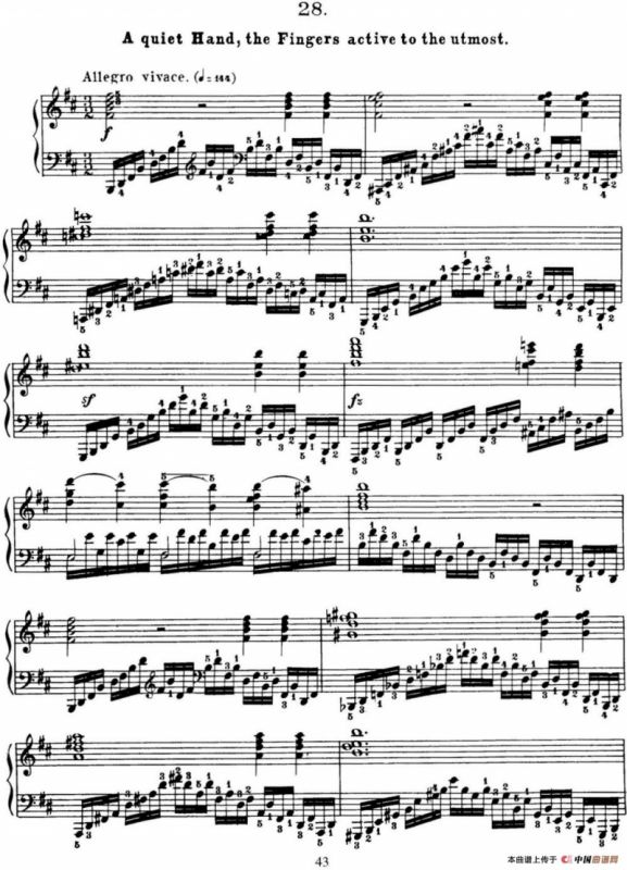 50首车尔尼Op.740钢琴手指灵巧技术练习曲（NO.28）