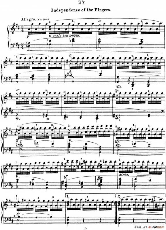 50首车尔尼Op.740钢琴手指灵巧技术练习曲（NO.27）