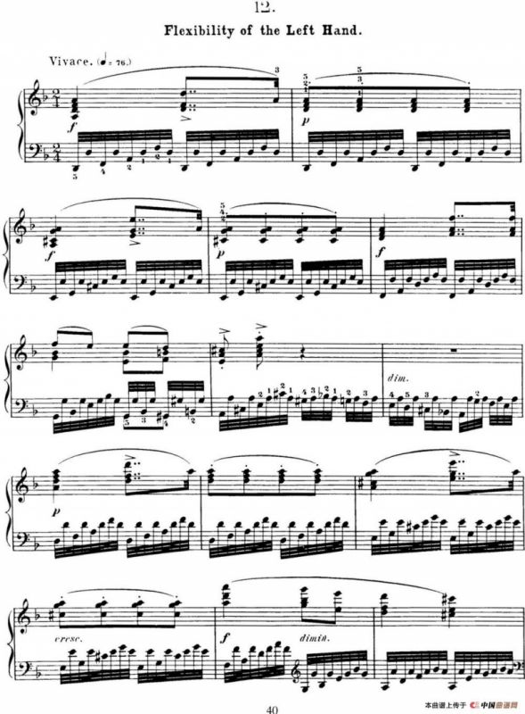 50首车尔尼Op.740钢琴手指灵巧技术练习曲（NO.12）