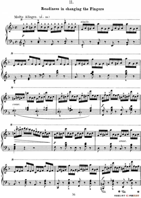 50首车尔尼Op.740钢琴手指灵巧技术练习曲（NO.11）