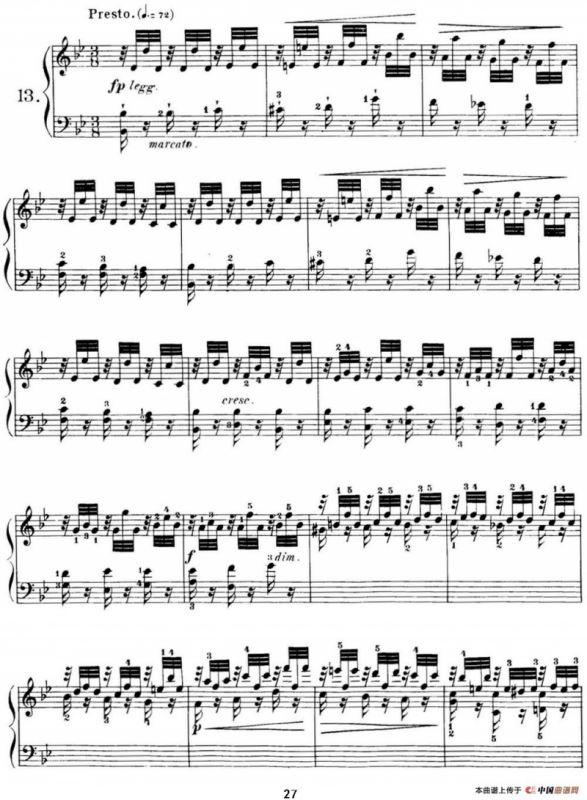 40首车尔尼Op.299钢琴快速练习曲（NO.13）