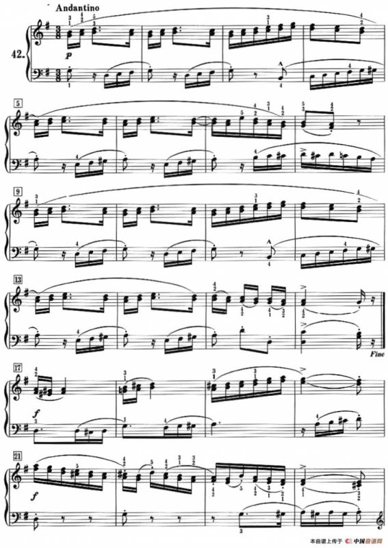 50首莱蒙钢琴练习曲 作品37（NO.42）