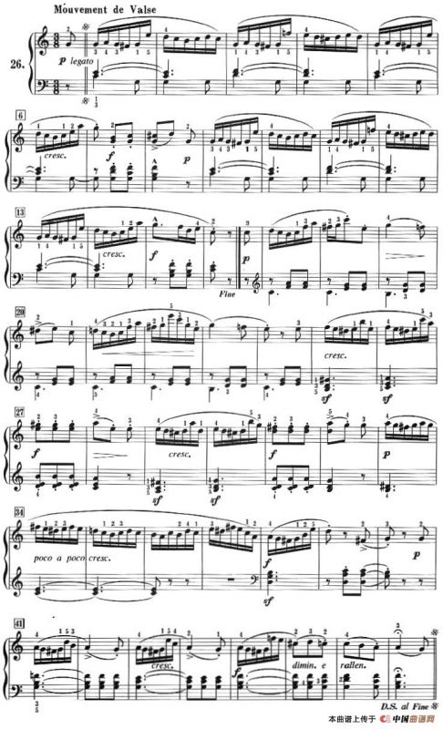 50首莱蒙钢琴练习曲 作品37（NO.26）