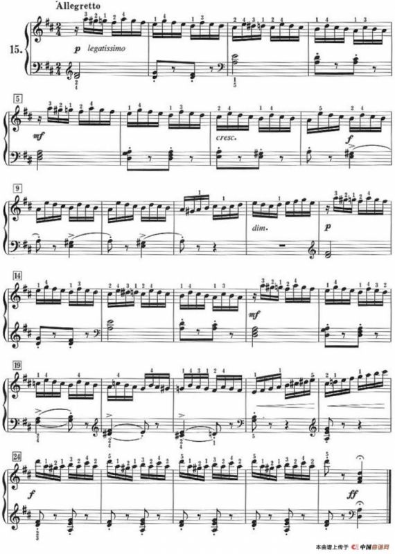 50首莱蒙钢琴练习曲 作品37（NO.15）