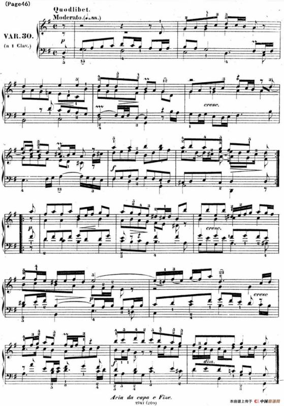 哥德堡变奏曲 巴赫 Goldberg Variationen BWV988