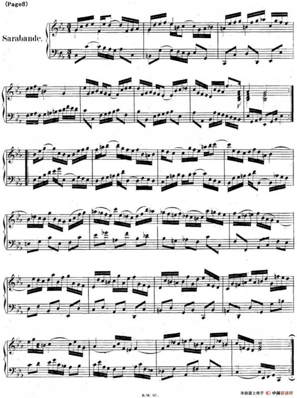 帕蒂塔6首德国组曲（No.2 c小调 巴赫 Partita c Minor BWV 826）