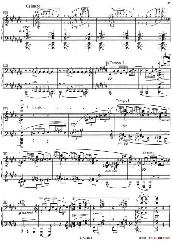 德彪西12首钢琴练习曲（10 对峙音响练习v1.0 sonorités opposées）