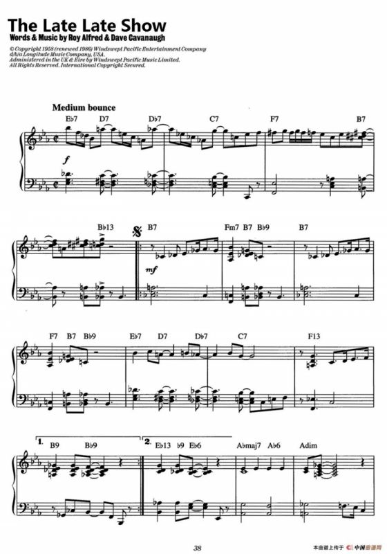 The Late Late Show（爵士钢琴酒吧独奏钢琴谱）