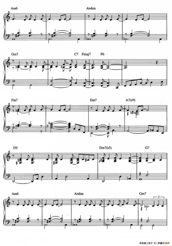 Quiet Nights Of Quiet Stars（Corcovado）（爵士钢琴酒吧独奏钢琴谱）