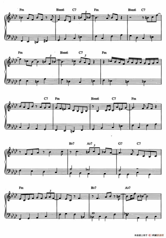 Moanin‘（爵士钢琴酒吧独奏钢琴谱）