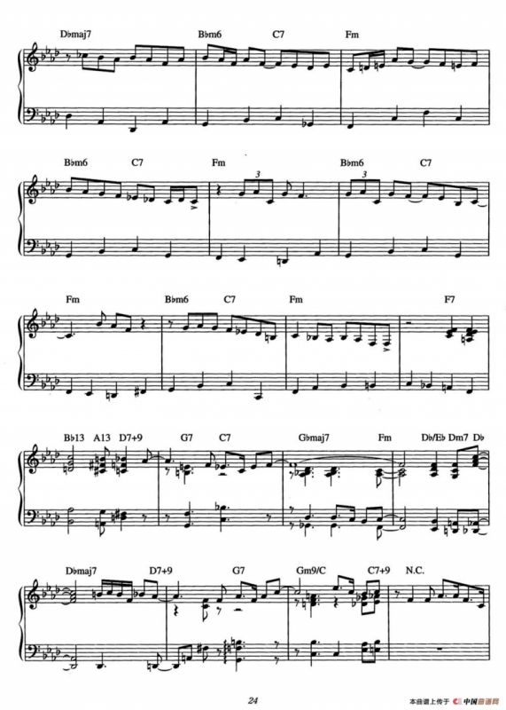 Moanin‘（爵士钢琴酒吧独奏钢琴谱）