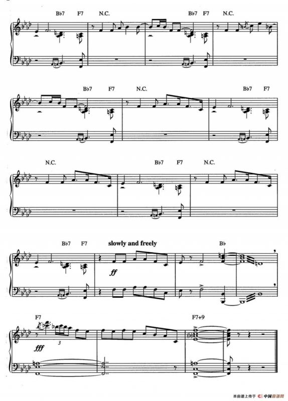 Moanin‘（爵士钢琴酒吧独奏钢琴谱）